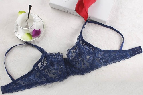 Reggiseno Donna Sexy 1/2 Coppa in Pizzo Maglia Morbida Sottocablato Mezzo Sfoderato Reggiseno ABCD - Foto 22 di 39