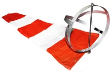 Airport Windsock Corporation 18"X60" Orange &White Windsock & 18" Aluminum Frame