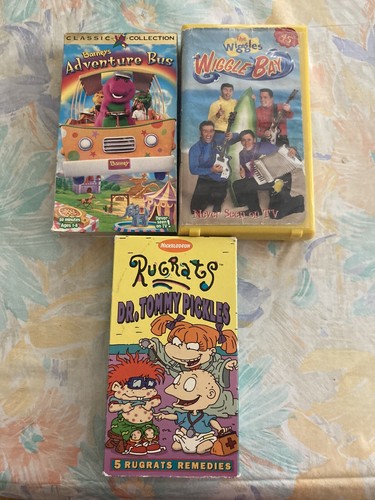 Lot (3) Vintage Barney Wiggles Rugrats VHS Tapes Educational Children's Shows - Bild 1 von 5