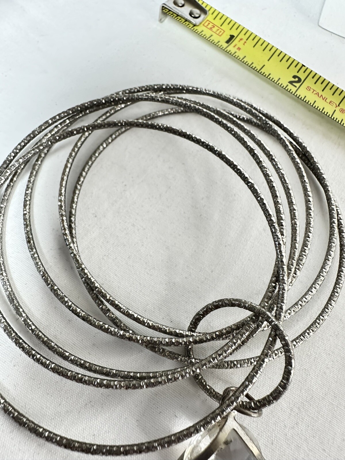 Silver Tone Five Bangle Bracelets with Dangling S… - image 6