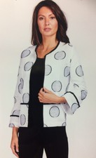 New Frank Lyman Sizes Small & Medium Black & White Linen Circle Print Jacket