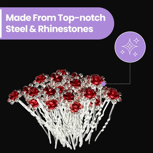 Bridal Wedding Hair Pins Crystal Flower Clip Grip Accessories Bridesmaid Jewelry - Picture 25 of 50