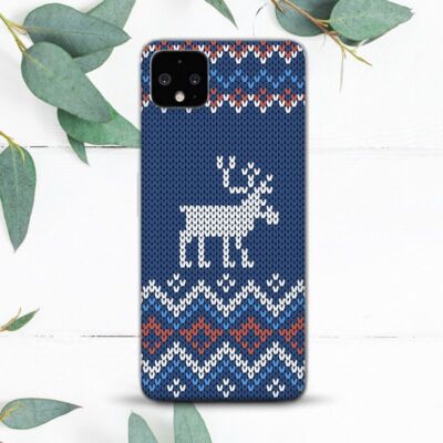Christmas Reindeer Blue Sweater Case For Google Pixel 2 3 3a 4 4a 5 6 7 8 XL