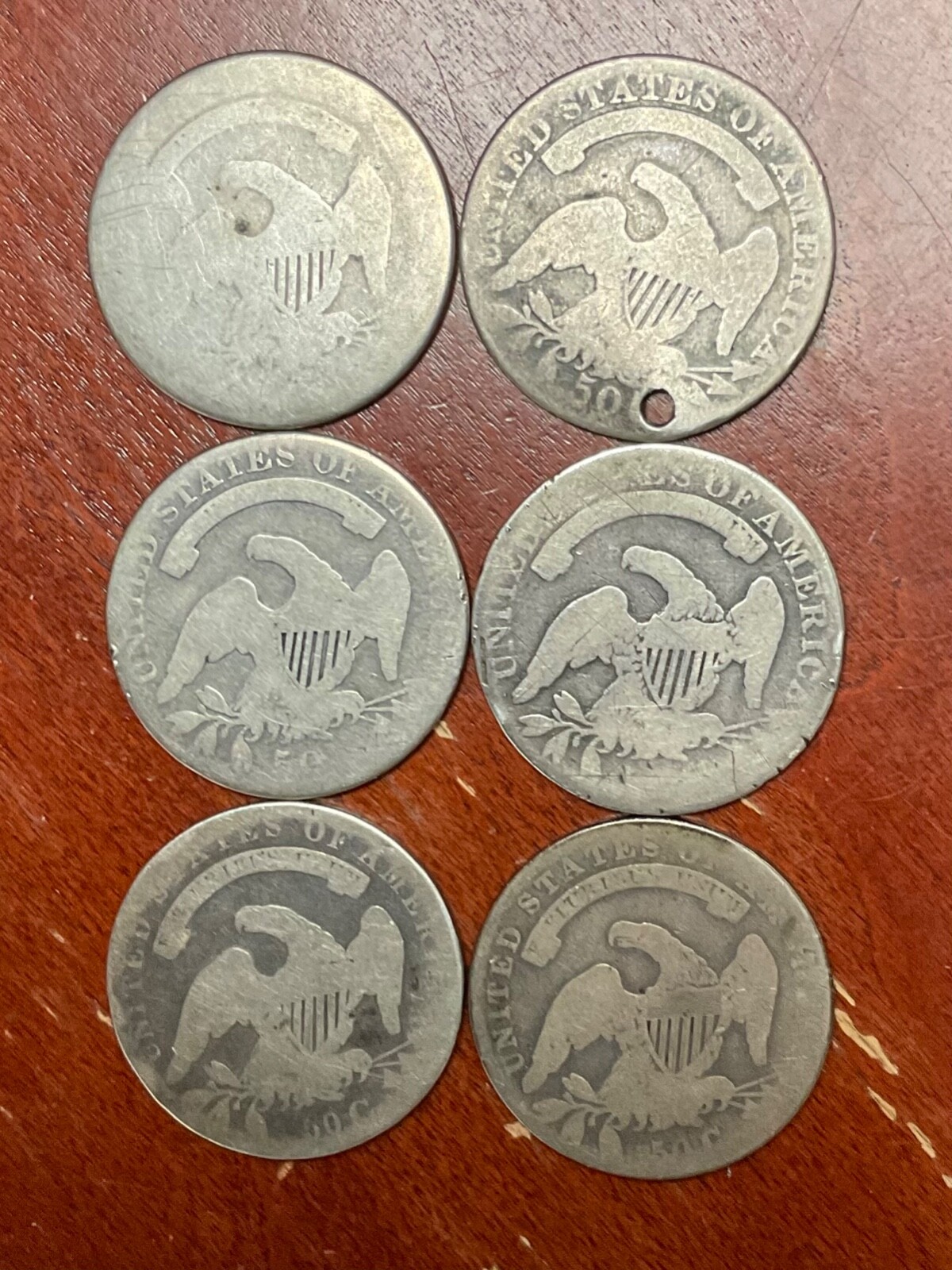 CAPPED BUST HALF DOLLAR LOT 6 COINS 18251836 LOW GRADE SET FILLERS