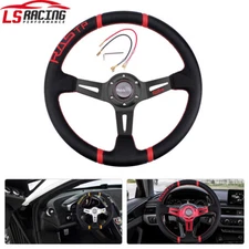 14" RASTP Deep Dish Drifting Sport PVC +Aluminum Steering Wheel w/Horn Button