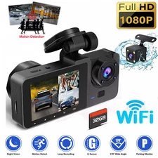 4K Dual Lens Car DVR Camera Dash Cam Front/Rear/Inside Video Recorder G-Sensor