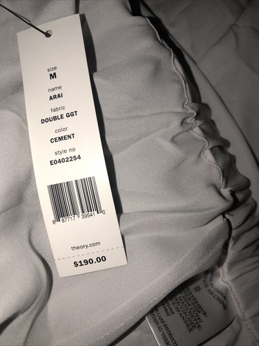 $190 NEW Theory Arai Women's Size Medium Beige 100% Silk Ribbed Cuff Jogger Pant - Picture 2 of 10