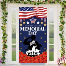 Memorial Day Decorations 4th of July Door Cover Thank You Veterans Patriotic