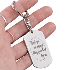 Engraved Dog Tag Keychain - Thank You