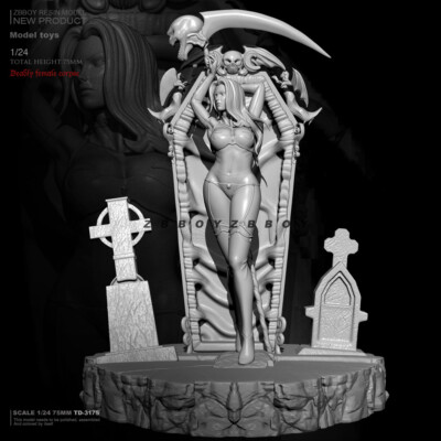 Unpainted Moel Kits 1/24 Scale Hell Female Warrior Garage kit YUFAN