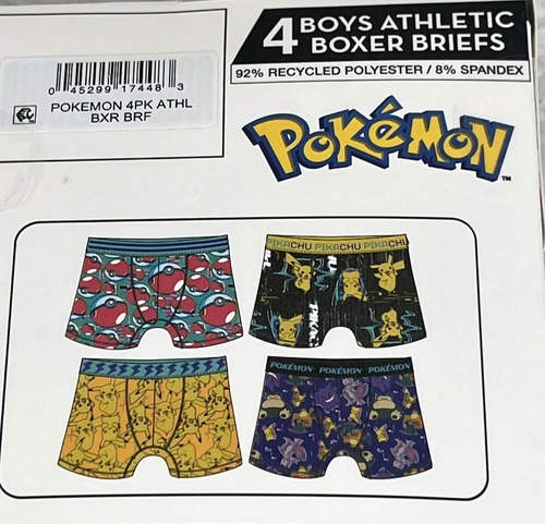 Pokemon Boys Athletic Boxer Briefs Underwear Sz Medium (8) 4-Pk Pikachu - Picture 11 of 15