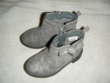 Girls Oshkosh Toddler Ankle Boots Grey Glitter With Bow Size 6