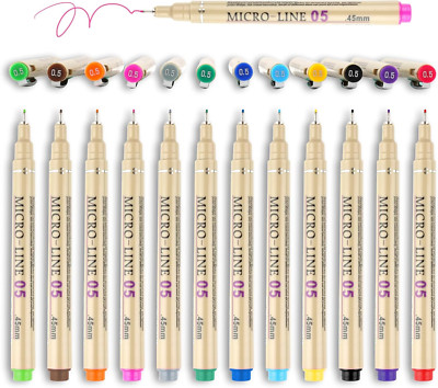 Fineliner Stifte Set, 12 Farben Fineliner Bunt Stifte, 0,5mm Fineliner für Skizz