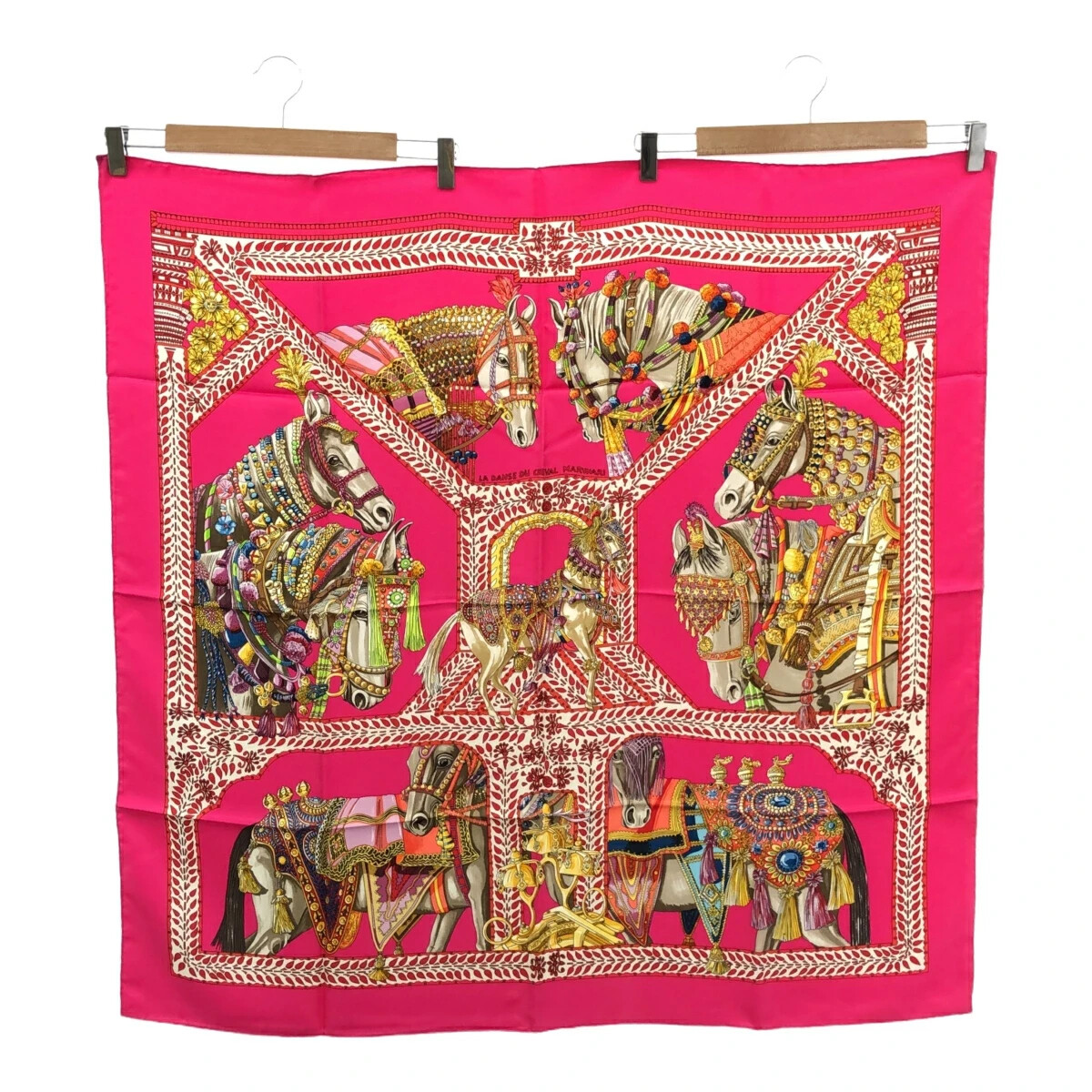 HERMES Carre 90 LA DANSE DU CHEVAL MARWARI Scarf Pink Women | eBay