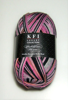 150g ball of KFI INDULGENCE MERINO WOOL sport weight sock yarn #1005 ROSE GARDEN