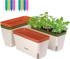 VIVOSUN 4/6 Pack Self-Watering Planters Window Planter Box w/ 10pcs Labels
