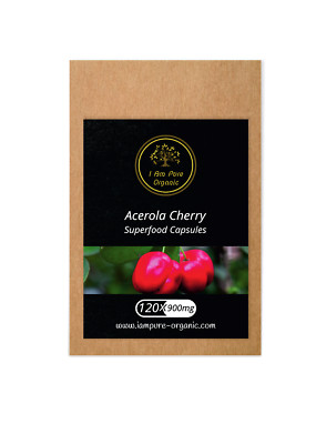 Acerola | Bio | 120 x 900mg Vegane Kapseln | Reich an Vitamin C / Antioxidantien