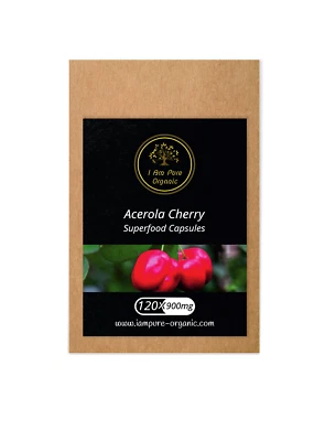 I AM PURE ORGANIC Acerola | Organic | 120 x 900mg Vegan Capsules | High Vitamin C / Antioxidants