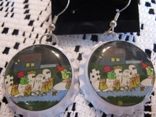 Halloween 1" Bottle Cap Images Earrings  Handcrafted   Gift Idea