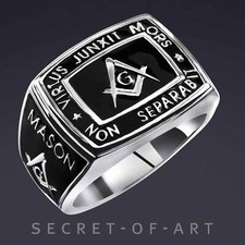Freimaurer Ring Master Mason 925 Silber Masonic Totenkopf Skull Memento Mori