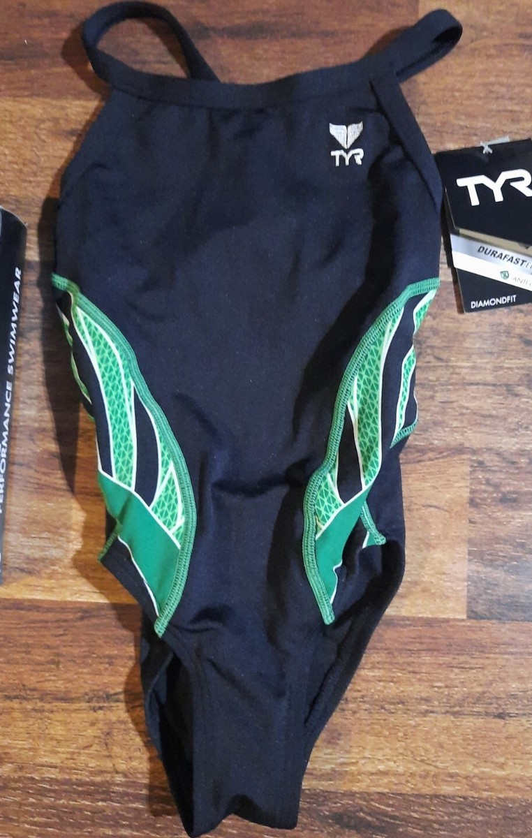 TYR SPORT Girls' Phoenix Splice MaxFit Swimsuit Black and Green