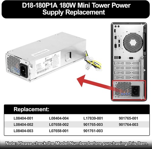 Fuente de alimentación pequeña para HP 600 G3 901764-001 70044-002 180W PA-1181-3HA SFF - Imagen 4 de 5
