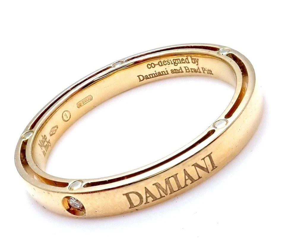 ¡Nuevo! Auténtico Anillo Damiani Brad Pitt Oro Amarillo 18k Diamante 3mm Banda Talla 10.5 Foto 3 de 4