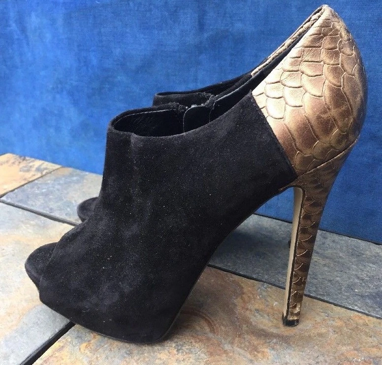 BOUTIQUE 9 COLTON черная замша Nine West змея золотой платформе каблуках размер 8,5 - Изображение 2 из 4