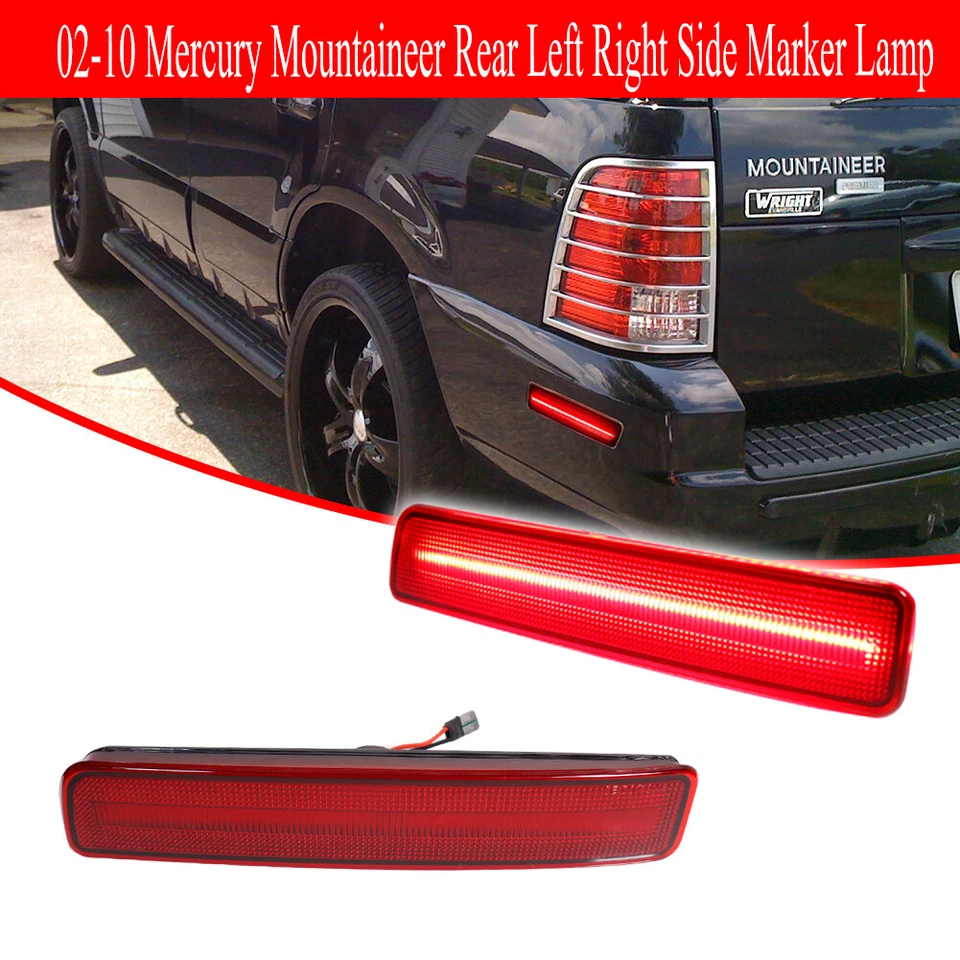 Lente vermelha LED para-lama traseiro marcador lateral luz de estacionamento para 02-10 Mercury Mountaineer - Imagem 2 de 4