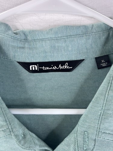 Travis Mathew Shirt Mens XL Green Short Sleeve Golf Polo Embroidery Rain Bird - Picture 5 of 12