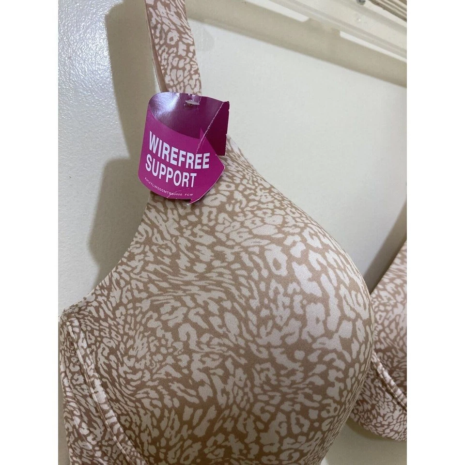 Sujetador Bali Comfort Revolution 3XL Beige Marrón Estampado Animal Sin Alambres Soporte Suave Foto 2 de 4