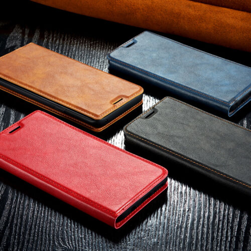 Genuine Leather Wallet Flip Case Cover For Samsung Galaxy Note 10 Pro S10+ S9 S8 - Afbeelding 1 van 54