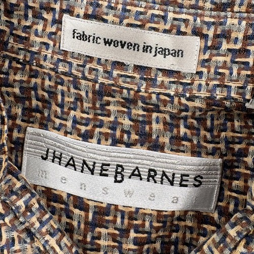 Jhane Barnes Dress Shirt Mens Large Brown Button Up Woven Japan Shirt - Picture 10 of 13