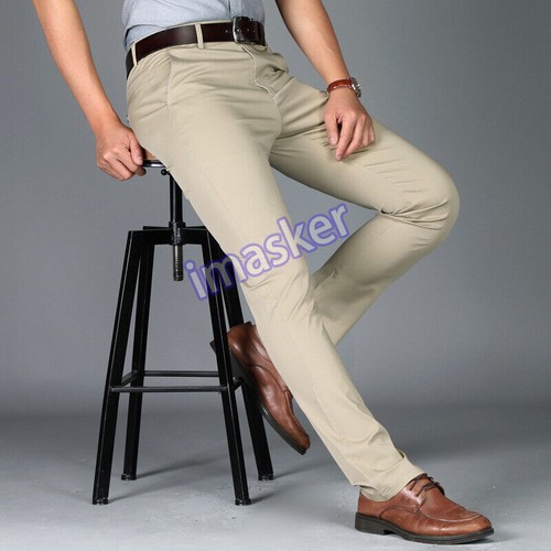 Pantalones ajustados informales relajados ajustados chinos elásticos para hombre talla 30-40 - Imagen 10 de 30