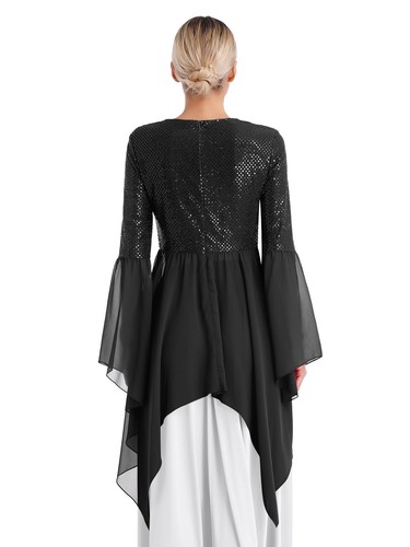 Womens Dresses Church Liturgical Ballroom Dance Irregular Shiny Patchwork Robe - Picture 25 of 81