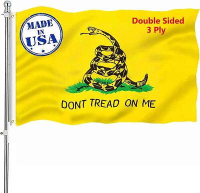 Double Sided Gadsden Dont Tread on Me Flag 3x5 Outdoor- Heavy Duty Yellow Don't