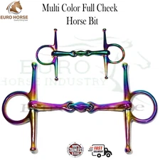 Rainbow Multi Color Horse Bit Double Joint Lozenge Full Cheek Snaffle Horse Bit