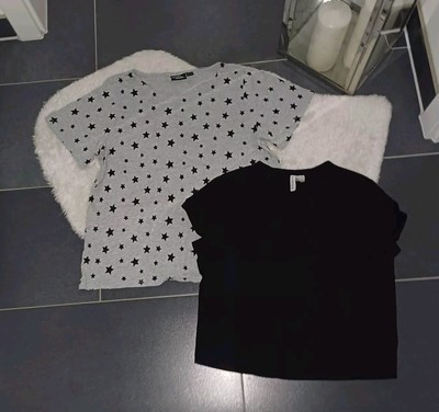 Neu Set Shirt oversize sommer M L 40 42 schwarz grau Sterne HeidiKlum TopZustand