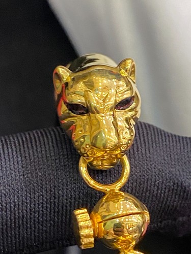 Stylish Dubai Handmade Twin Leopard Unisex Bracelet 916 Hallmark 22K Yellow Gold - Picture 6 of 15