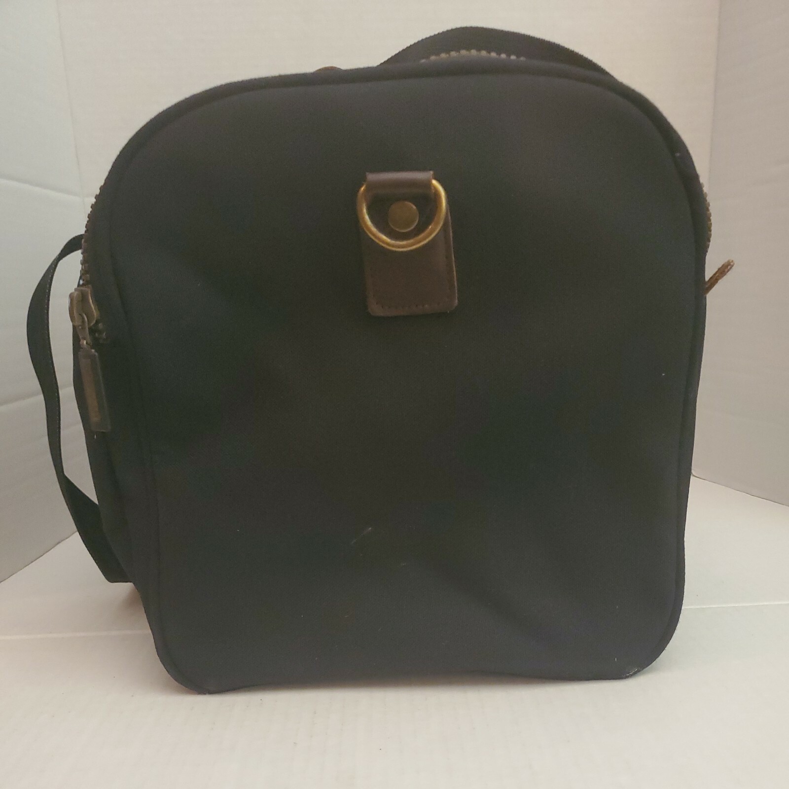Eddie Bauer Duffle Bag Black Canvas and Leather Excellent Carry On Travel eBay