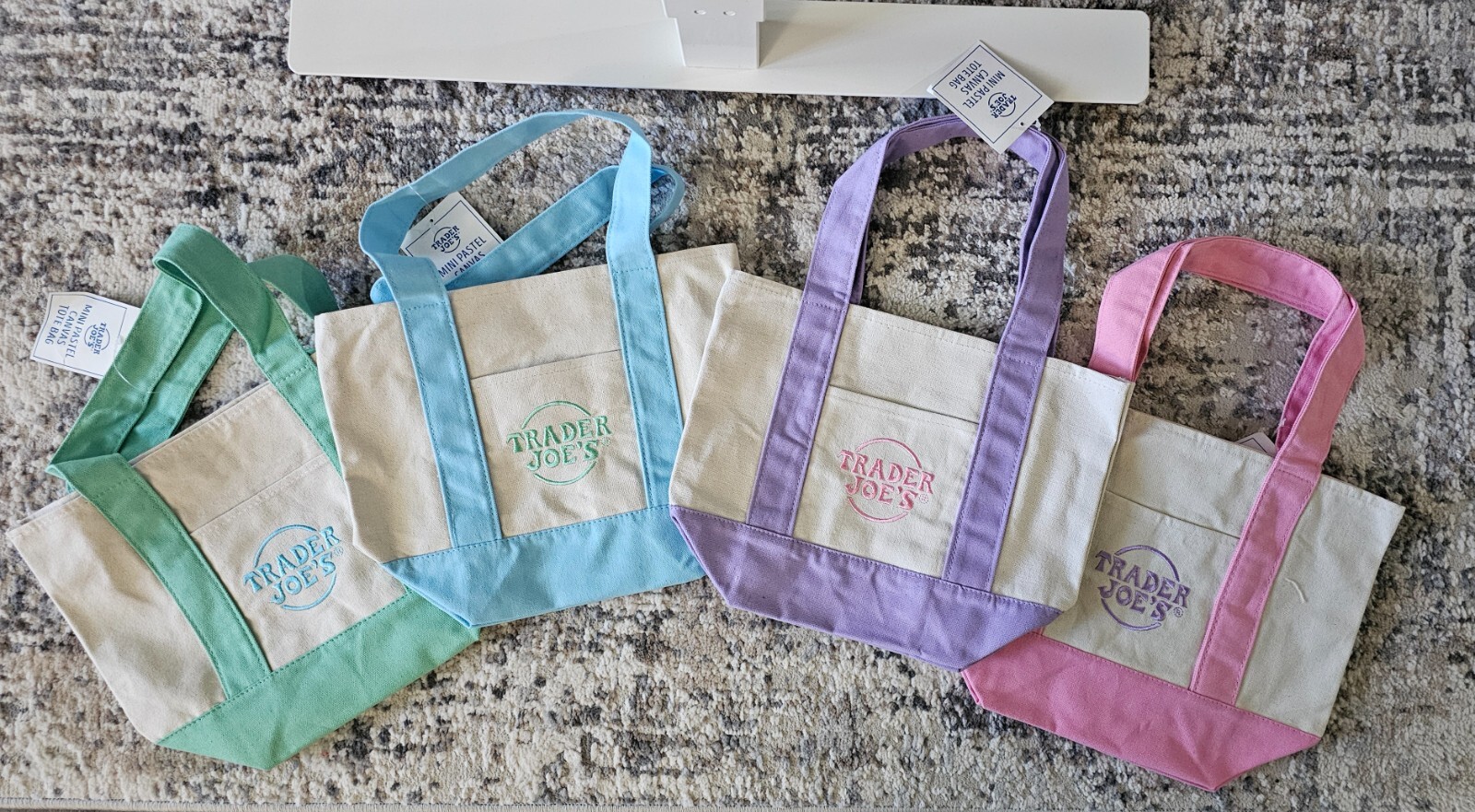 Limited edition pastel canvas tote bags from Trader Joe's new stock ships today