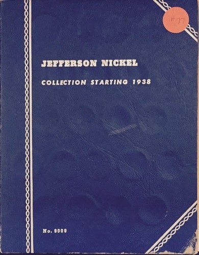 JEFFERSON NICKELS  #9009 (1938-1961) VINTAGE WHITMAN COIN FOLDER - USED  #77