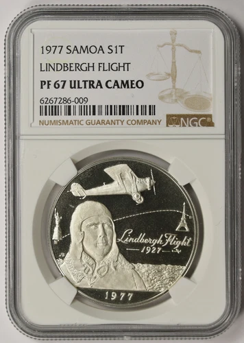 1977 Samoa Lindbergh Flight Silver Tala Proof PF 67 Ultra Cameo NGC
