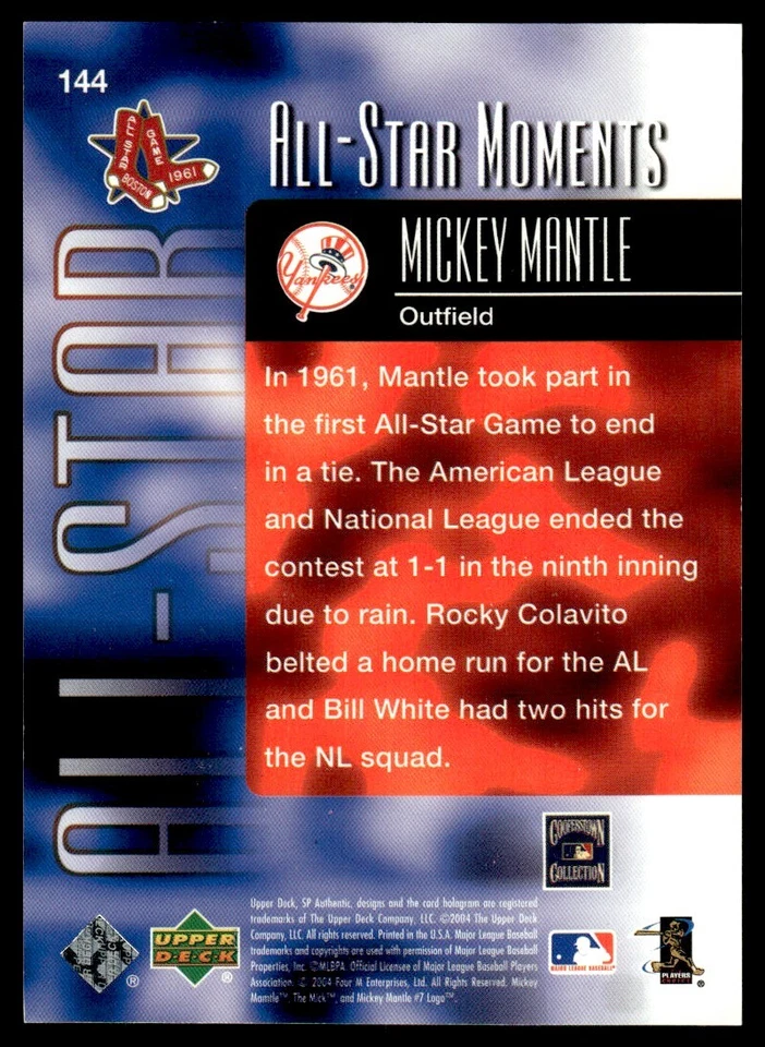 2004 SP Authentic Mickey Mantle 387/999 New York Yankees #144 - Image 2 of 2