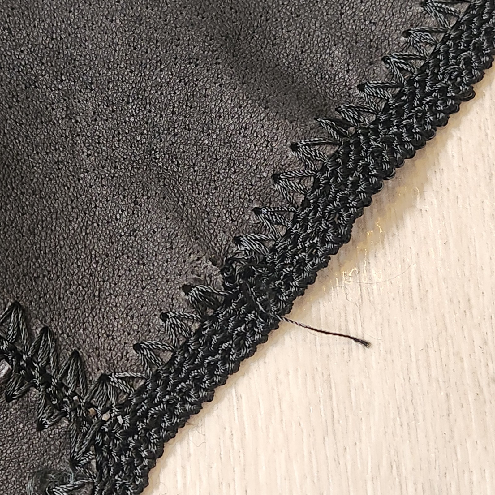 Adrienne Landau cardigan women's M black suede crochet jacket boho folk artsy