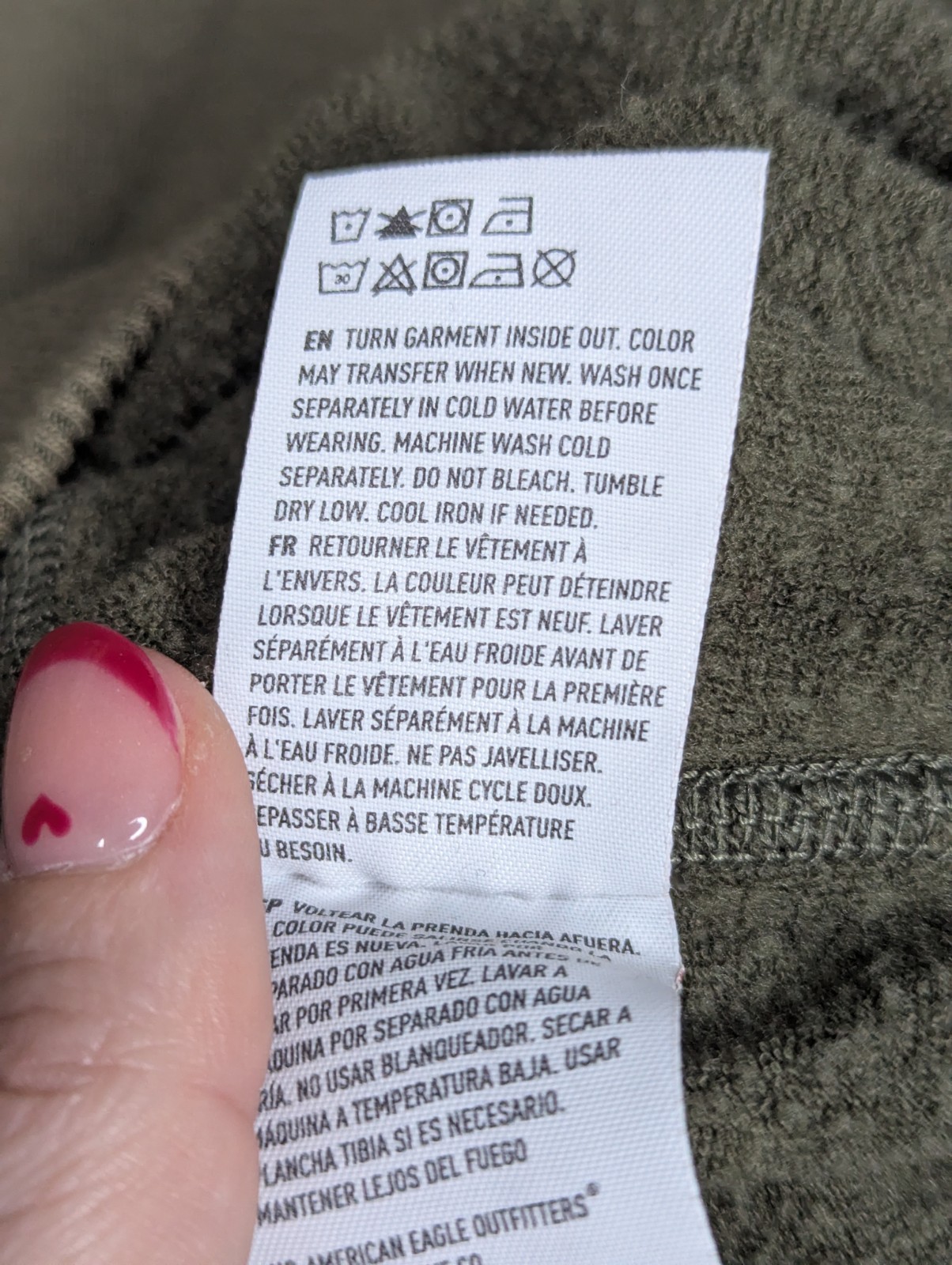 American Eagle Basic Olive Green Henley Fleece Pu… - image 10