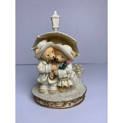 Vintage 90s ''Say It With A Kiss'' Romantic Bear Figurine Singin in the Rain Style