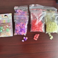 Acrylic Mixed Beads and 720 Acrylic Translucent frosted 11x7mm Flower Bead Caps