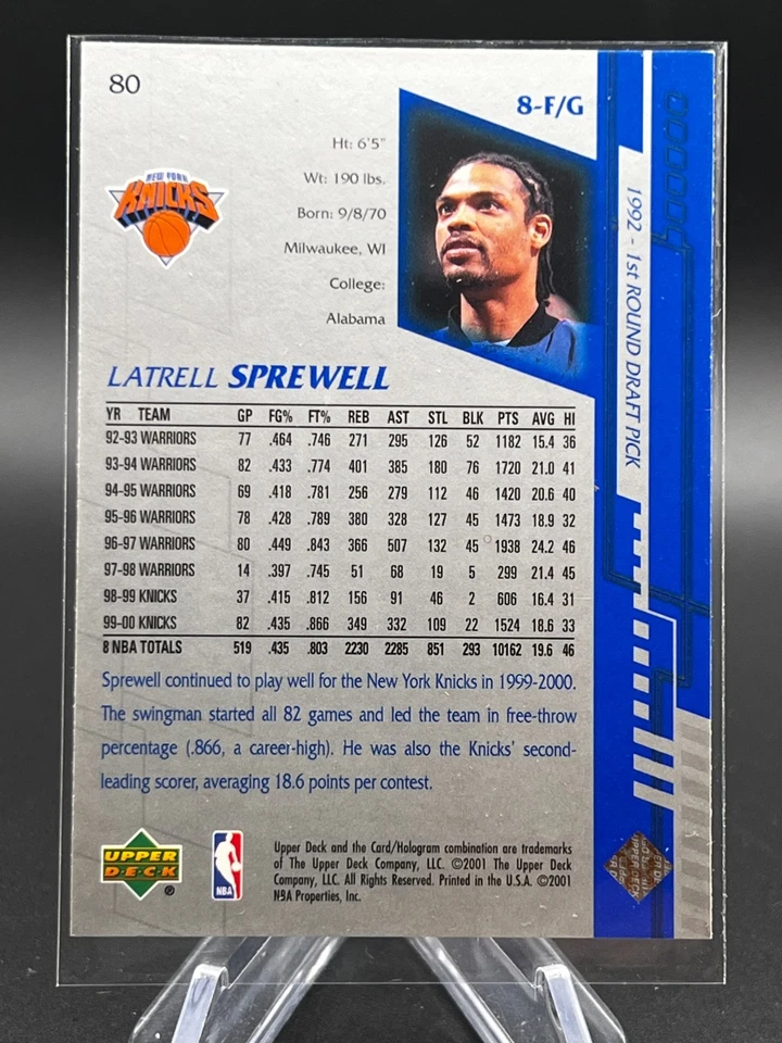 2000-01 Upper Deck Encore Latrell Sprewell #80 - Image 2 of 3