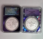 SET OF TWO Malta Golden Eagles 2023 NGC MS70 & 2024 PCGS MS70 5 Euros Silver 2OZ